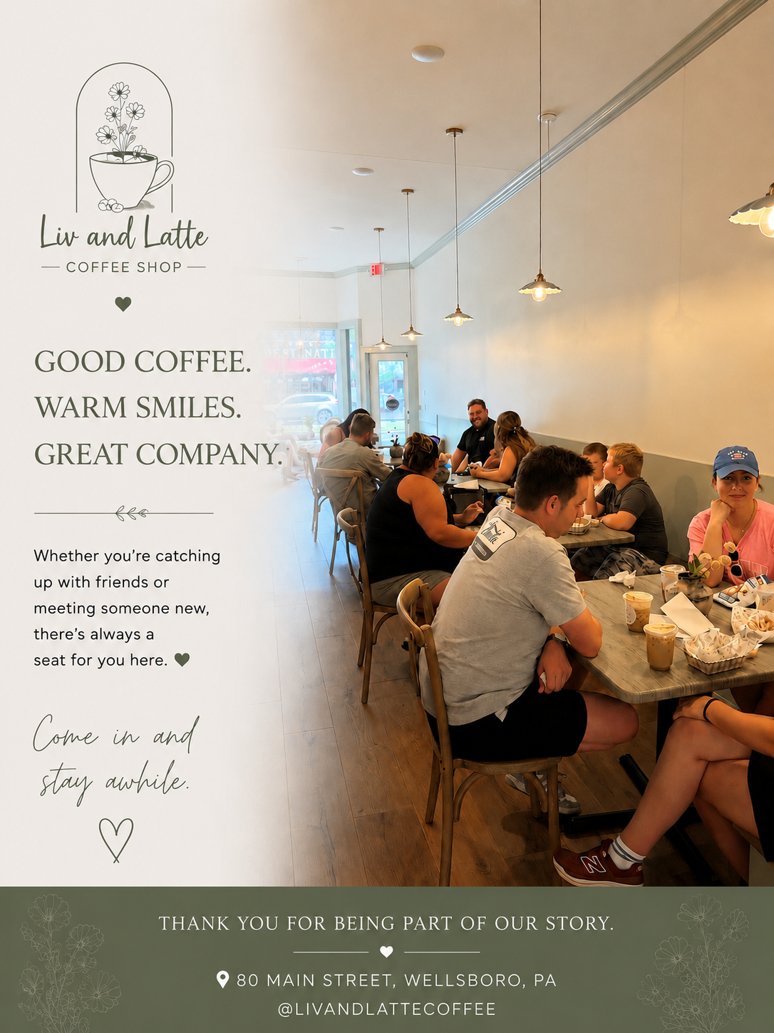 Good coffee, warm smiles, great company — a full house at Liv and Latte