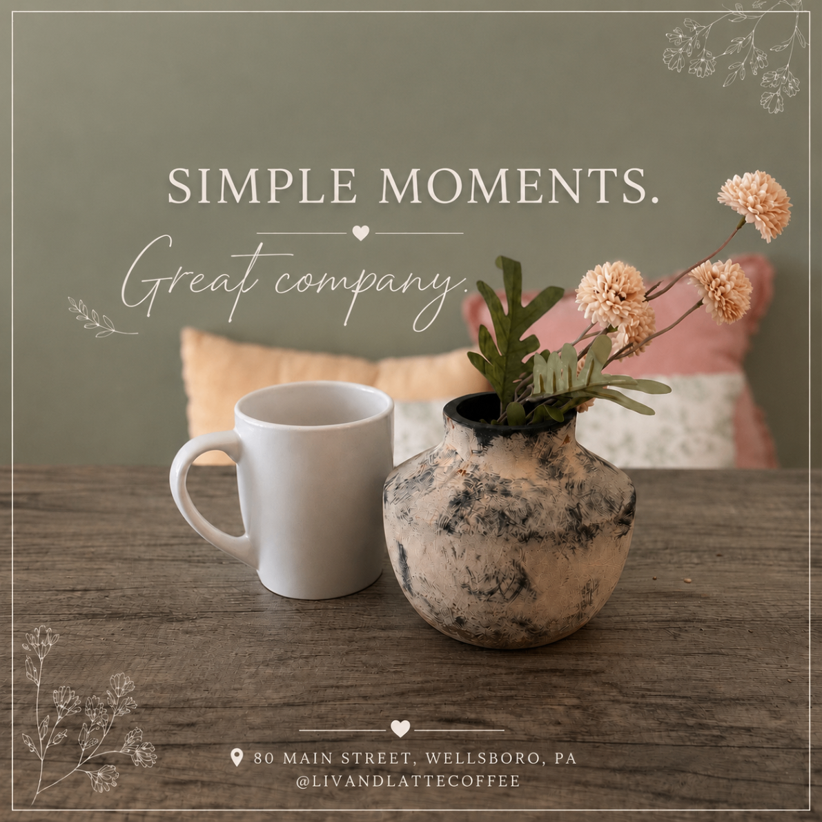 Simple moments, great company — a quiet mug and vase